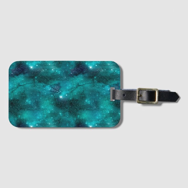 Teal Galaxy Series Design 8 Luggage Tag (Front Horizontal)