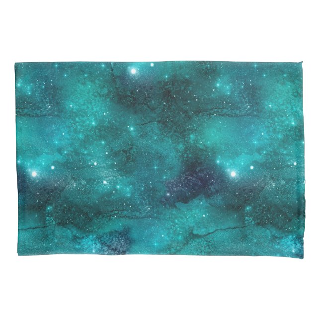 Teal Galaxy Series Design 8 Pillowcase (Front-Left)
