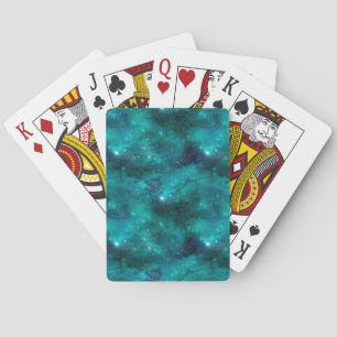 Teal Galaxy Series Design 8 Playing Cards