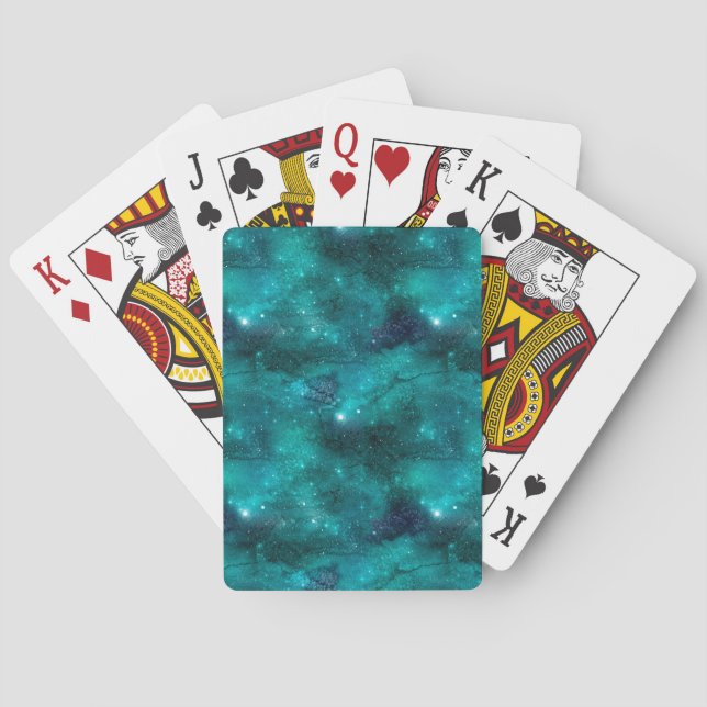 Teal Galaxy Series Design 8  Playing Cards (Back)