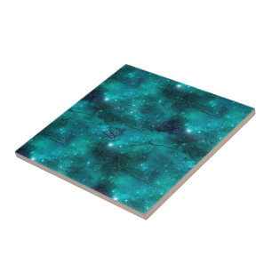 Teal Galaxy Series Design 8  Tile