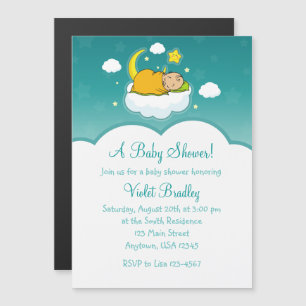 Teal Gender Neutral Baby Shower Magnetic Invites