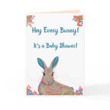 Teal Gender Neutral Bunny Baby Shower Invitation