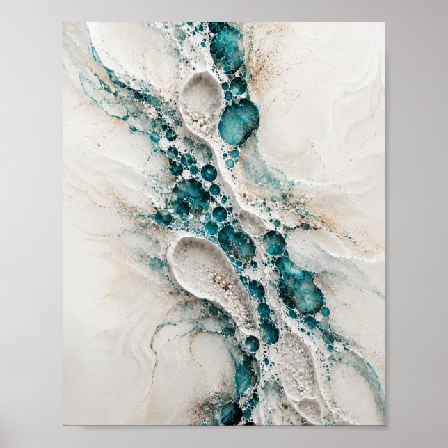 Teal Geode Abstract Wall Art Poster Print (Front)