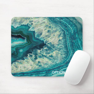 Teal Geode Agate Crystal Custom Text Mouse Mat