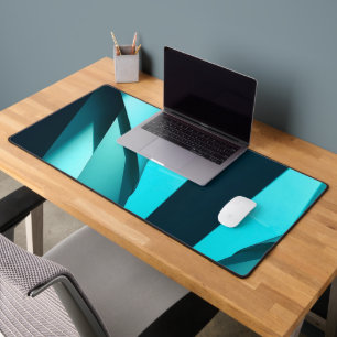 Teal Geometric Paper Desk Mat