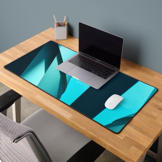 Teal Geometric Paper Desk Mat (Office 2)