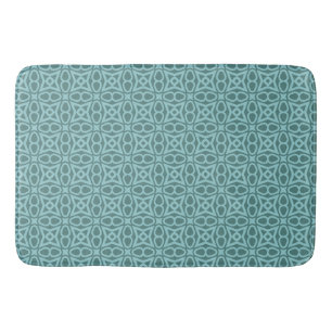Teal Geometric Pattern Bath Mat