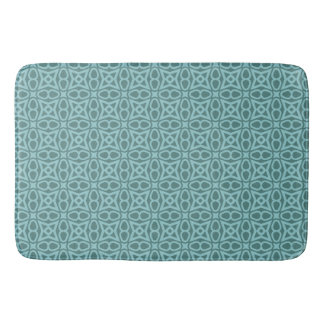 Teal Geometric Pattern Bath Mat