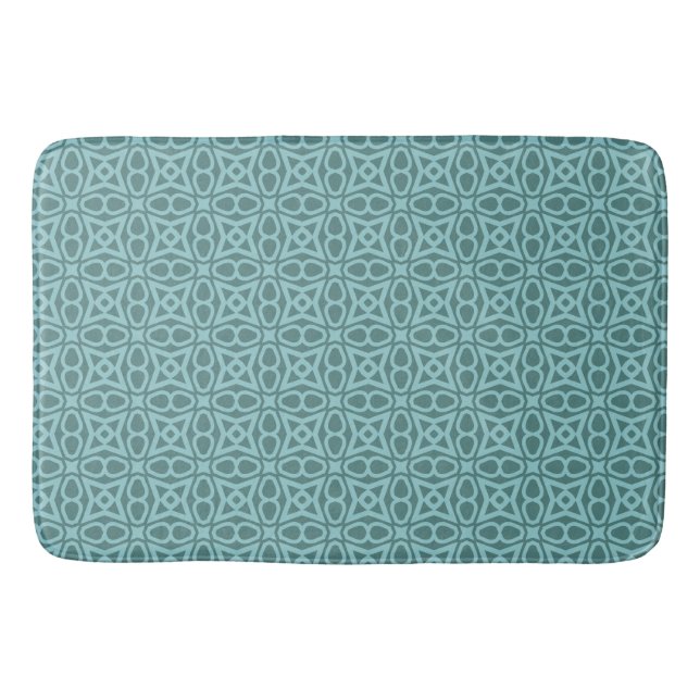 Teal Geometric Pattern Bath Mat (Front)