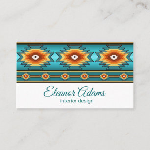 Teal geometric pattern. business card