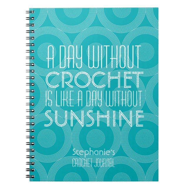 Teal Geometric Pattern Custom Crochet Journal (Front)