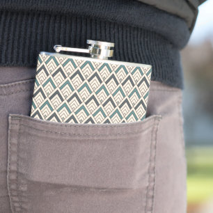 Teal Geometric Pattern Hip Flask