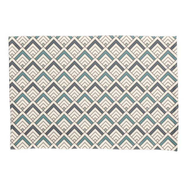 Teal Geometric Pattern Pillowcase (Front-Left)