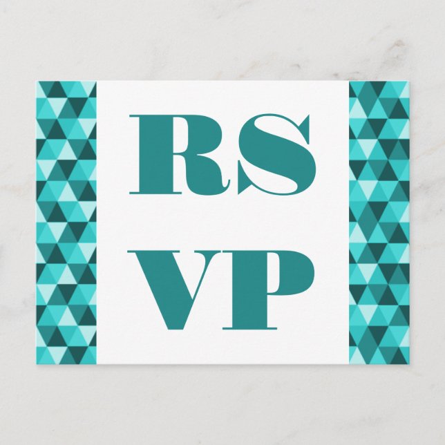 Teal Geometric Triangles RSVP Postcard (Front)