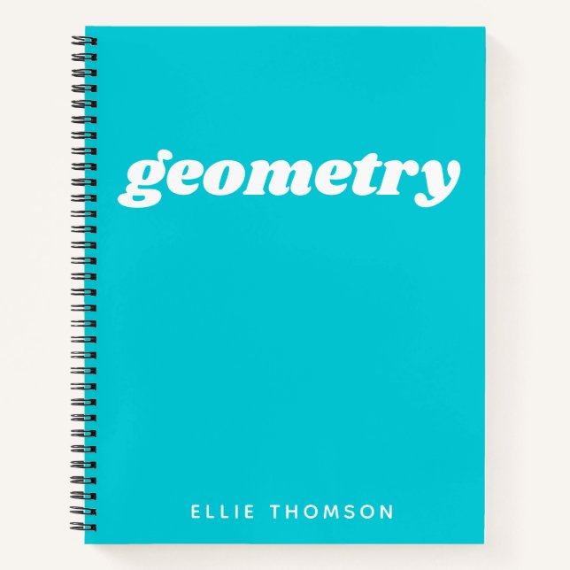 Teal Geometry Personalised Math Graph Paper Notebook (Front)