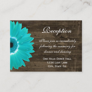 Teal Gerber Daisy Wedding Reception Direction Card