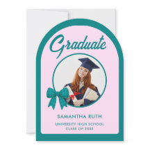 Teal Gingham Bow Arch Photo Graduation Party