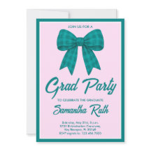 Teal Gingham Bow Graduation Party