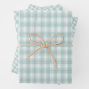 Teal gingham cute simple classic checks wrapping paper sheet