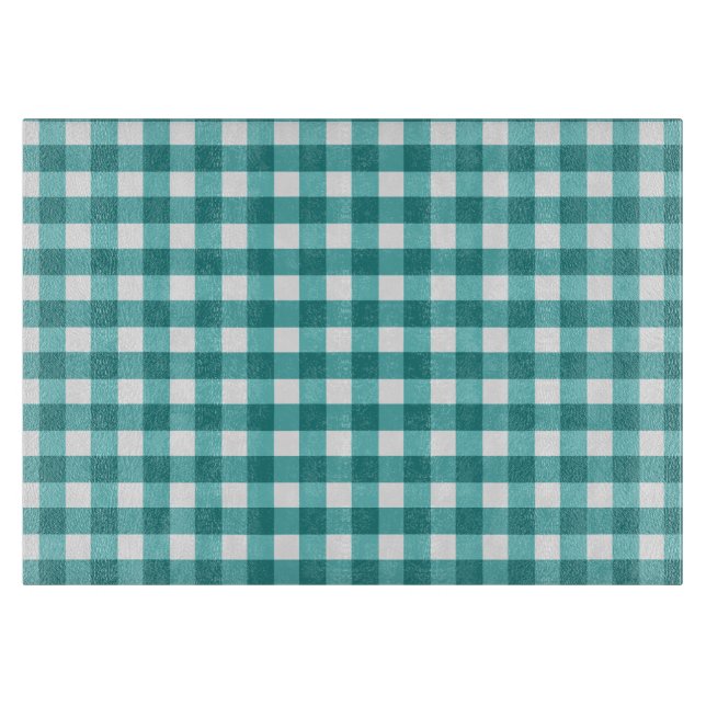 Teal gingham cutting board (Front)