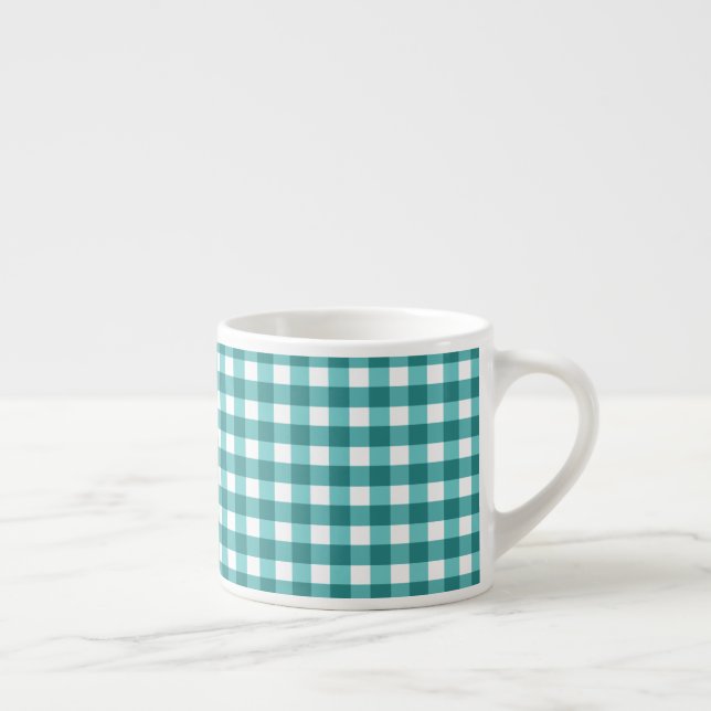 Teal gingham espresso cup (Right)