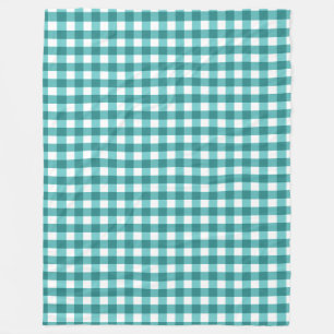Teal gingham fleece blanket