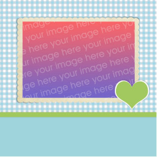 Teal Gingham Green Heart Photosculpture Template Standing Photo Sculpture