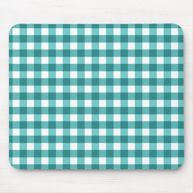 Teal gingham mouse mat (Front)