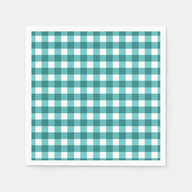 Teal gingham napkin (Front)