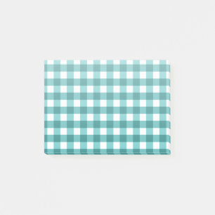 Teal gingham post-it notes