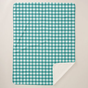 Teal gingham sherpa blanket