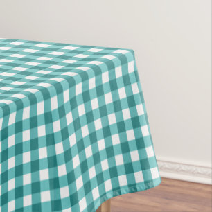 Teal gingham tablecloth