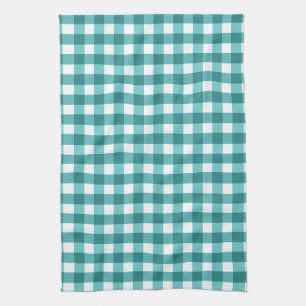 Teal gingham tea towel