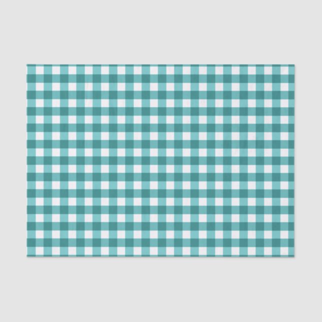 Teal gingham tissue paper (Front)