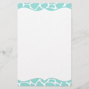 Teal Giraffe Print Stationery