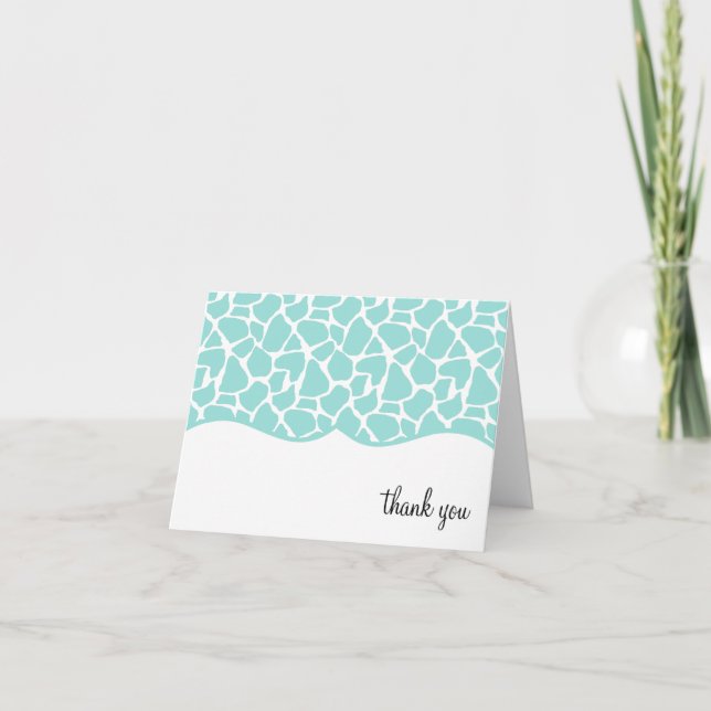Teal Giraffe Print Thank You Notes (Front)