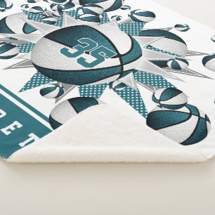 teal girls sports basketballs stars sherpa blanket