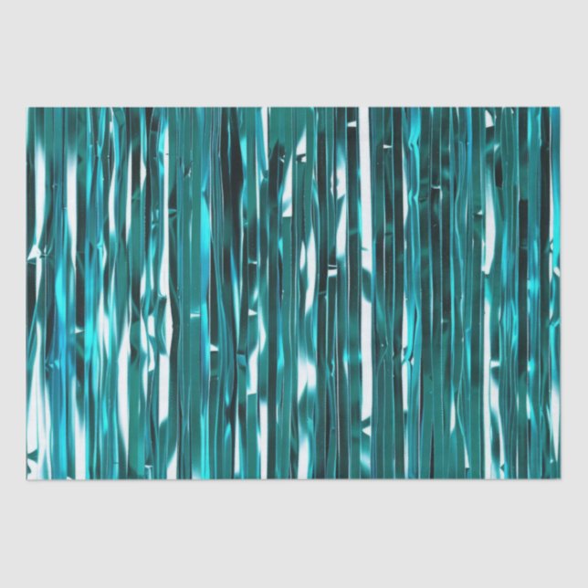 Teal Glam Stripes Tissue Paper (Front)