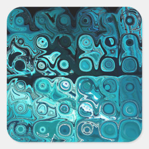 Teal Glass Blocks Square Sticker