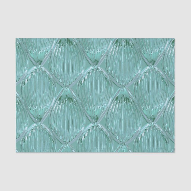 Teal glass look abstract pattern elegant tissue paper (Front)