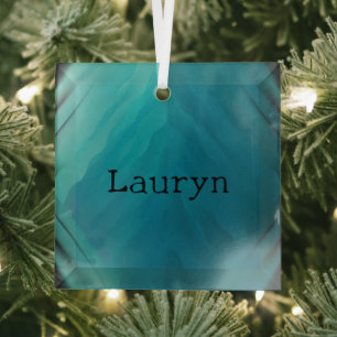 Teal glass texture tree decoration