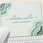 Teal Glitter Agate Geode Luxe Chic Mouse Mat<br><div class="desc">Teal Glitter Agate Geode Luxe Chic Mouse Pad. Perfect for makeup artists,  hair stylists,  cosmetologists,  and more!</div>