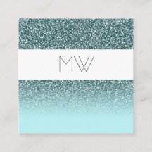 Teal Glitter Business Card
