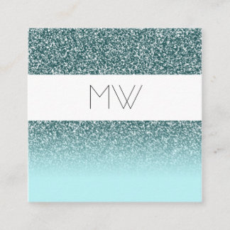 Teal Glitter Business Card