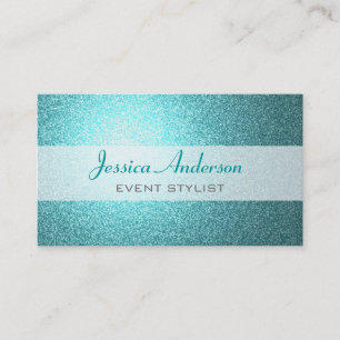 Teal Glitter Business Cards