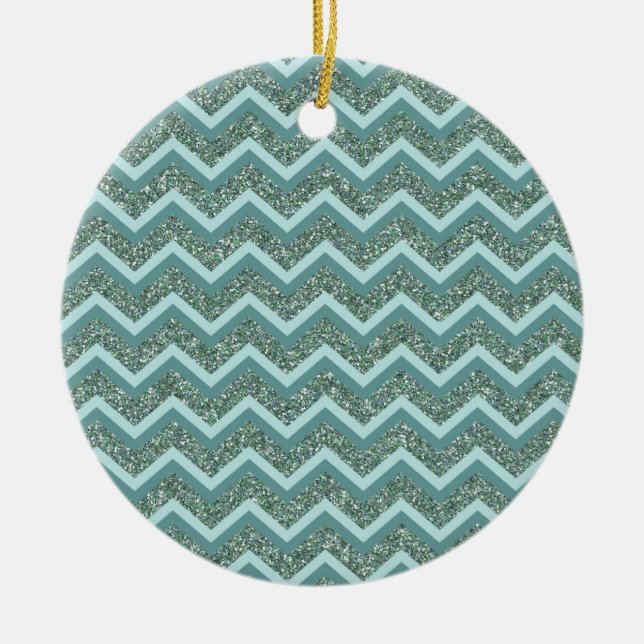 Teal Glitter Ceramic Tree Decoration (Front)