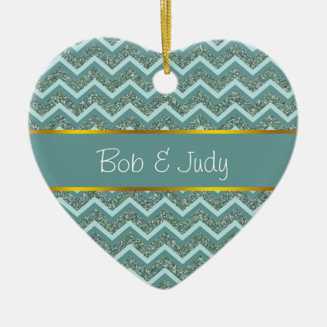Teal Glitter Ceramic Tree Decoration (Front)