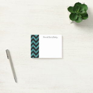 Teal Glitter Chevron Notes