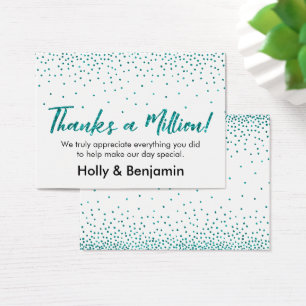 Teal Glitter Confetti Script Thanks a Million Card